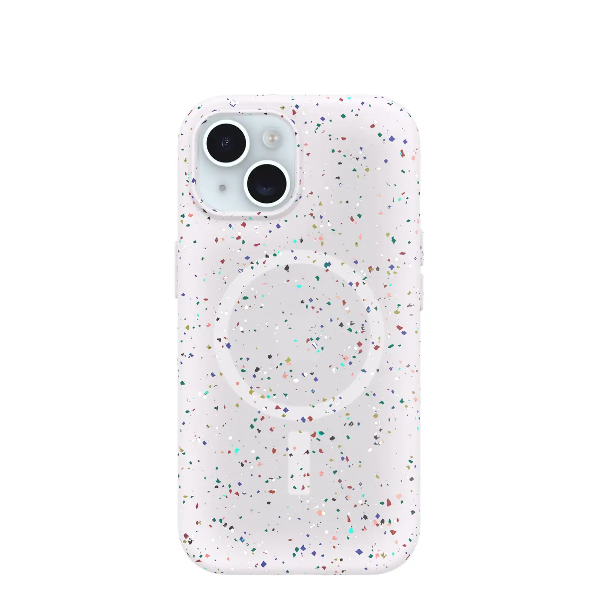 Schutzhülle für Apple iPhone 15 kompatibel mit MagSafe REGRIND Silikon, Kunstfaser Sprinkles (weiß)
