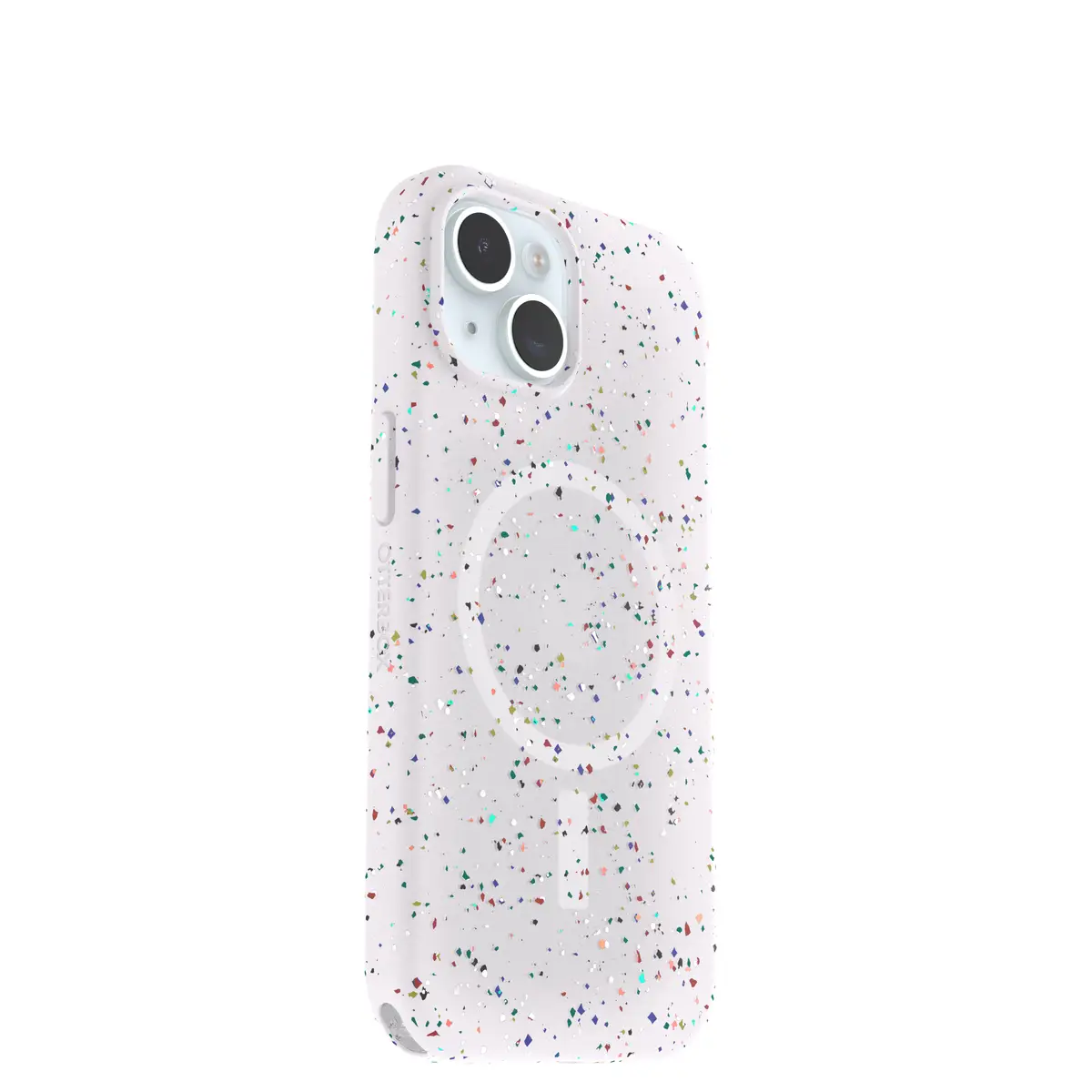 Schutzhülle für Apple iPhone 15 kompatibel mit MagSafe REGRIND Silikon, Kunstfaser Sprinkles (weiß)