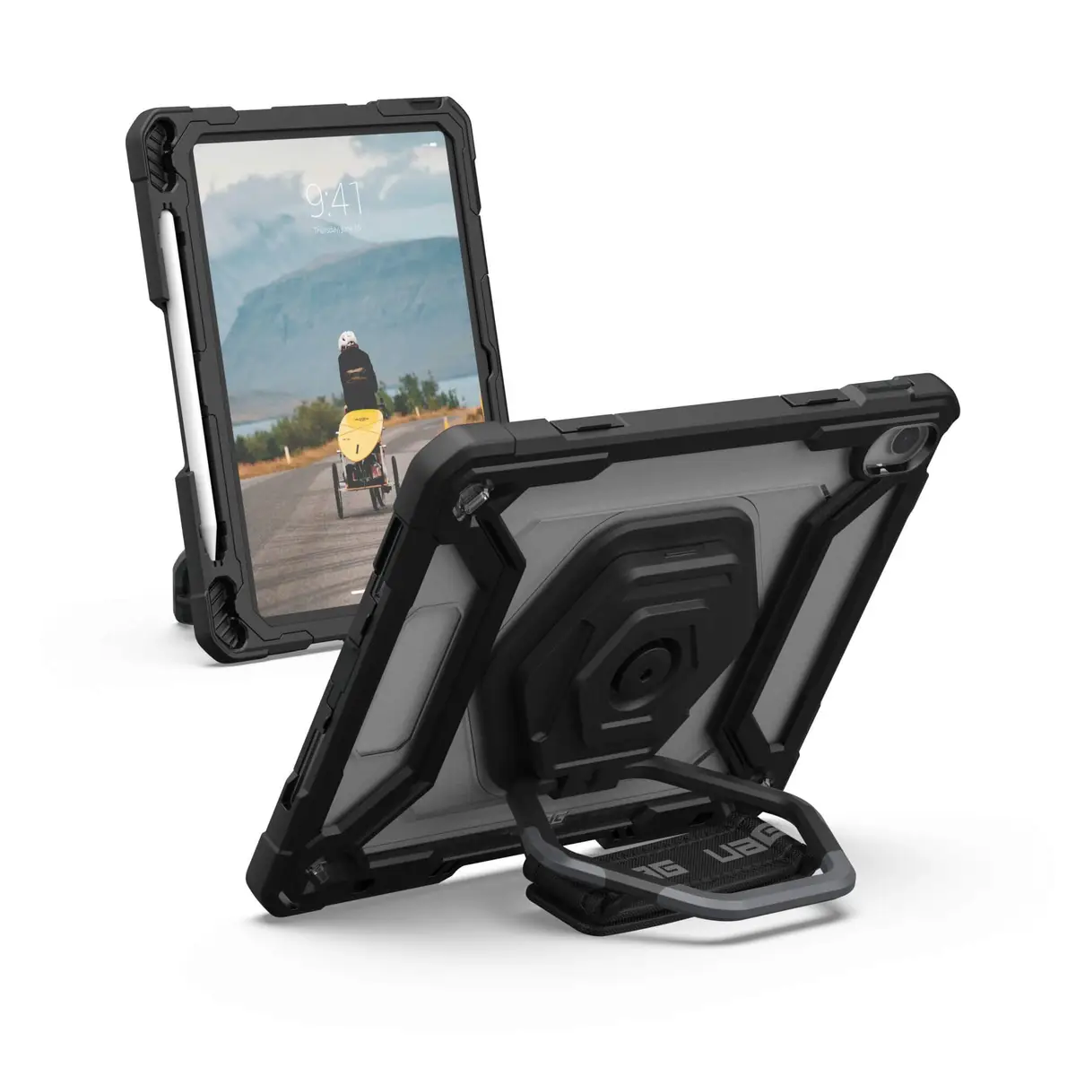 Plasma Handstrap Kickstand & Screen Protection Case für Apple iPad 10,9 (2022) transparent/schwarz