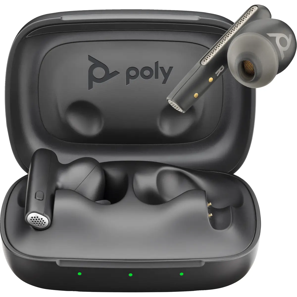 POLY Voyager Free 60 UC Carbon Black Earbuds +BT700 USB-C Adapter +Basic-Ladeetui Kabellos Anrufe/Musik Kopfhörer Schwarz