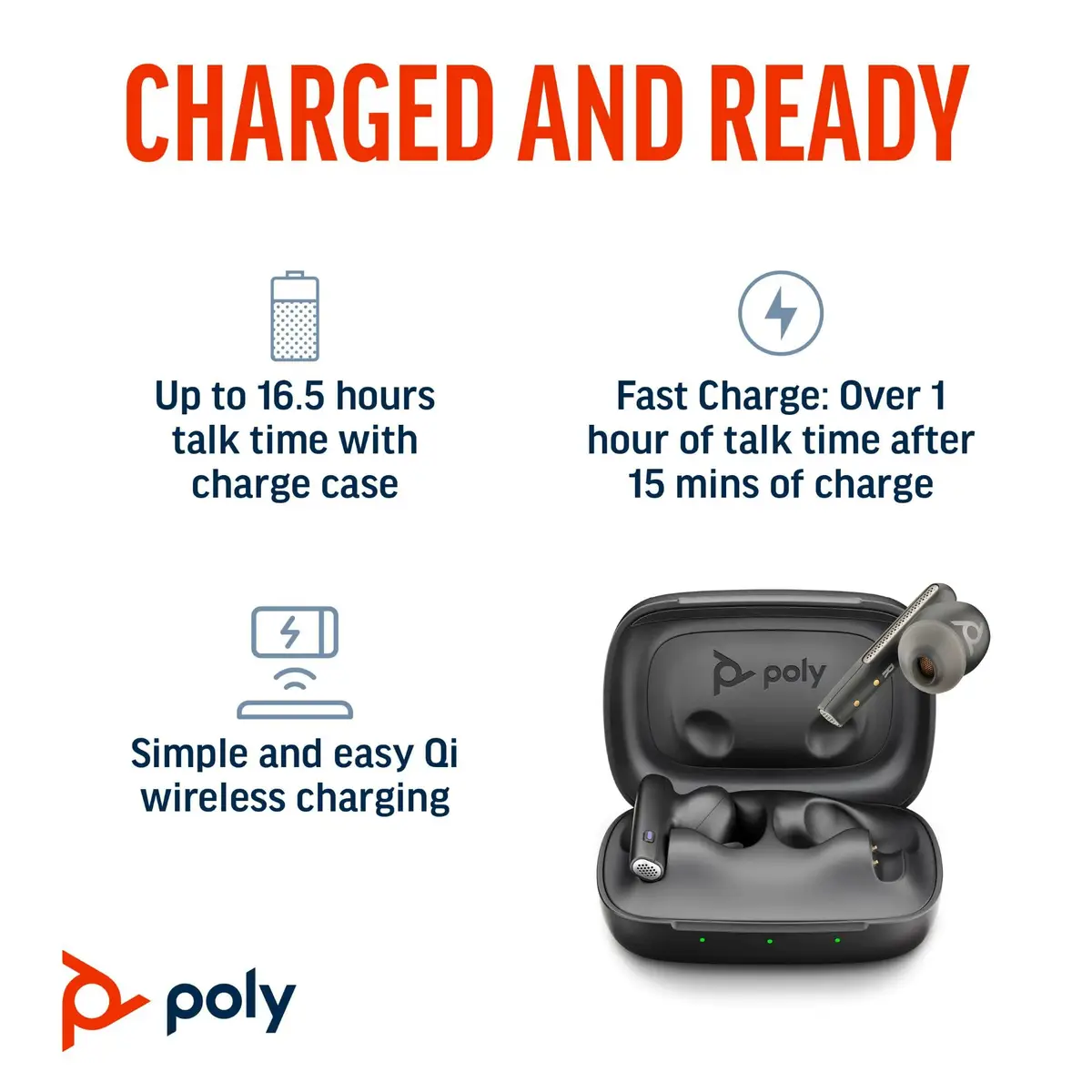 POLY Voyager Free 60 UC Carbon Black Earbuds +BT700 USB-C Adapter +Basic-Ladeetui Kabellos Anrufe/Musik Kopfhörer Schwarz