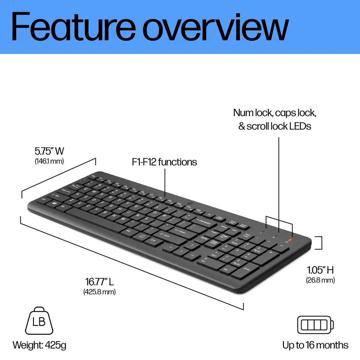 225 Wireless Tastatur Layout Deutsch Schwarz