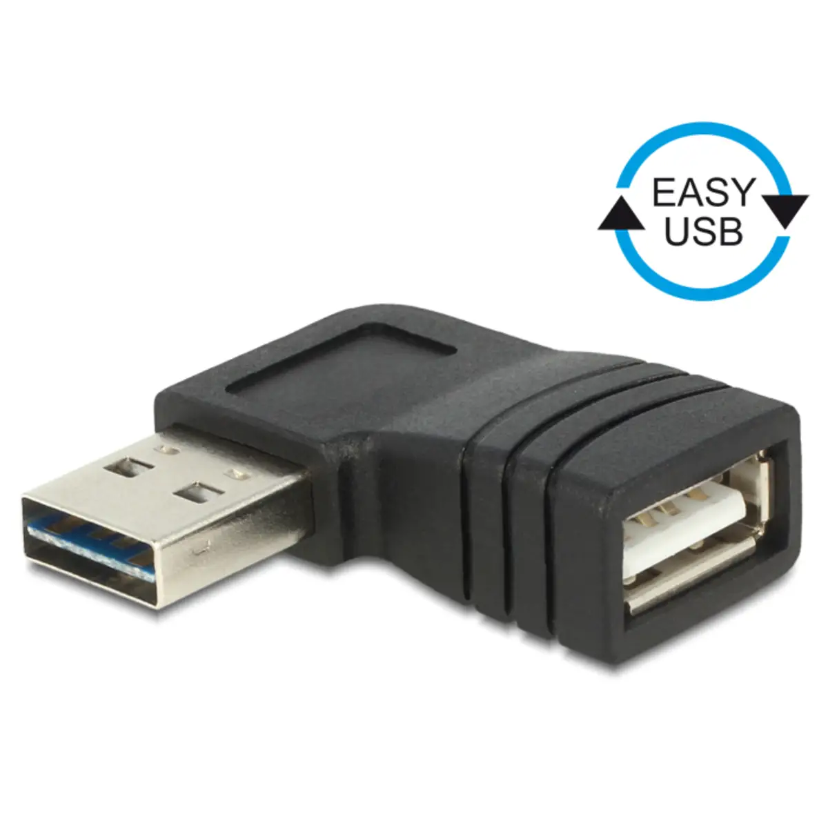 EASY USB 2.0 Stecker A/Buchse A gewinkelt links/rechts Schwarz