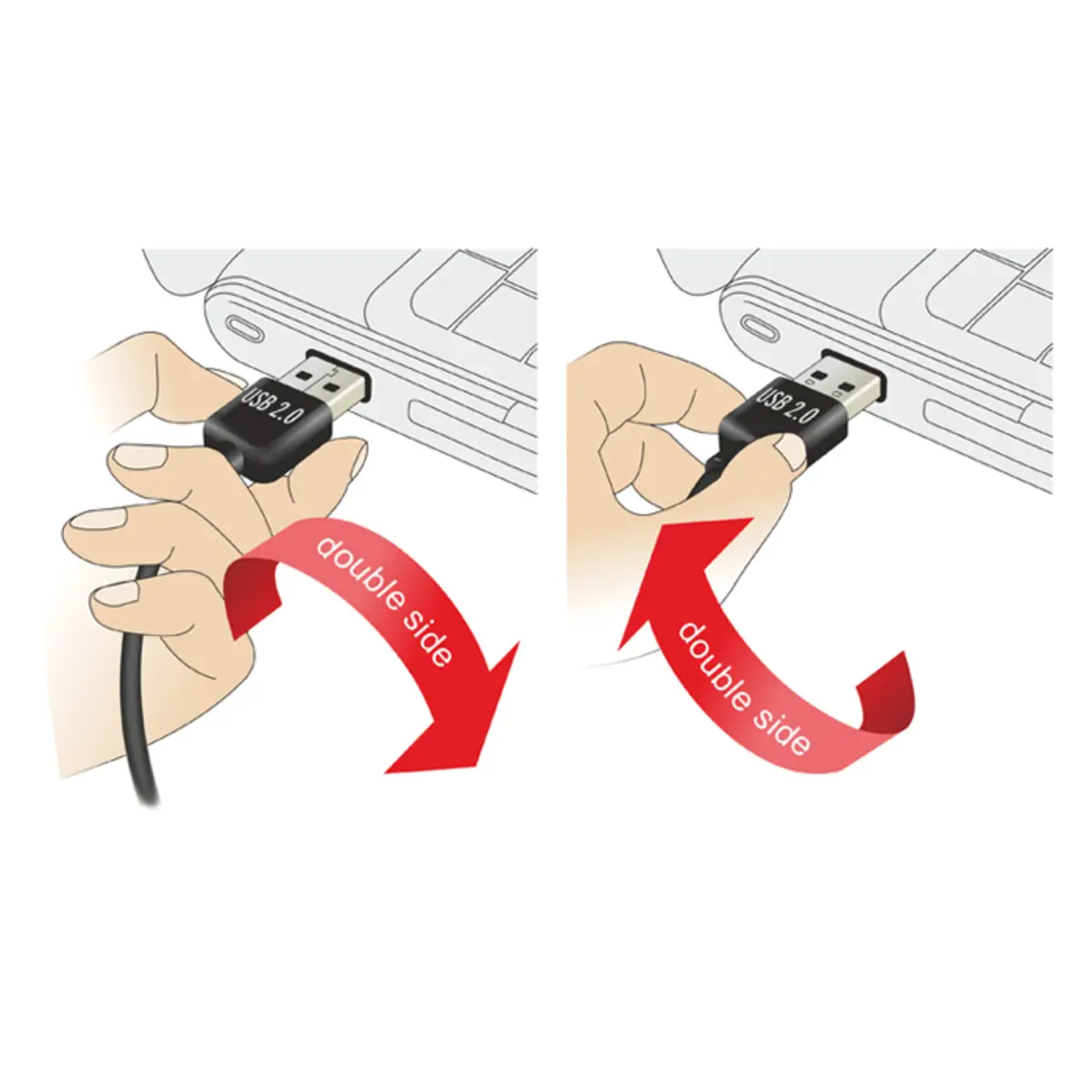 EASY USB 2.0 Stecker A/Buchse A gewinkelt links/rechts Schwarz