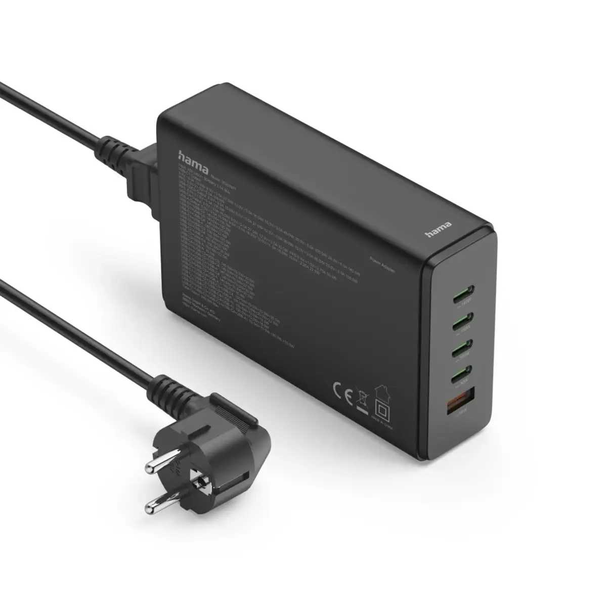 USB-Ladestation 5 Ports, GaN, Schnellladegerät, 4xUSB-C, 1xUSB-A, PD, 240 W