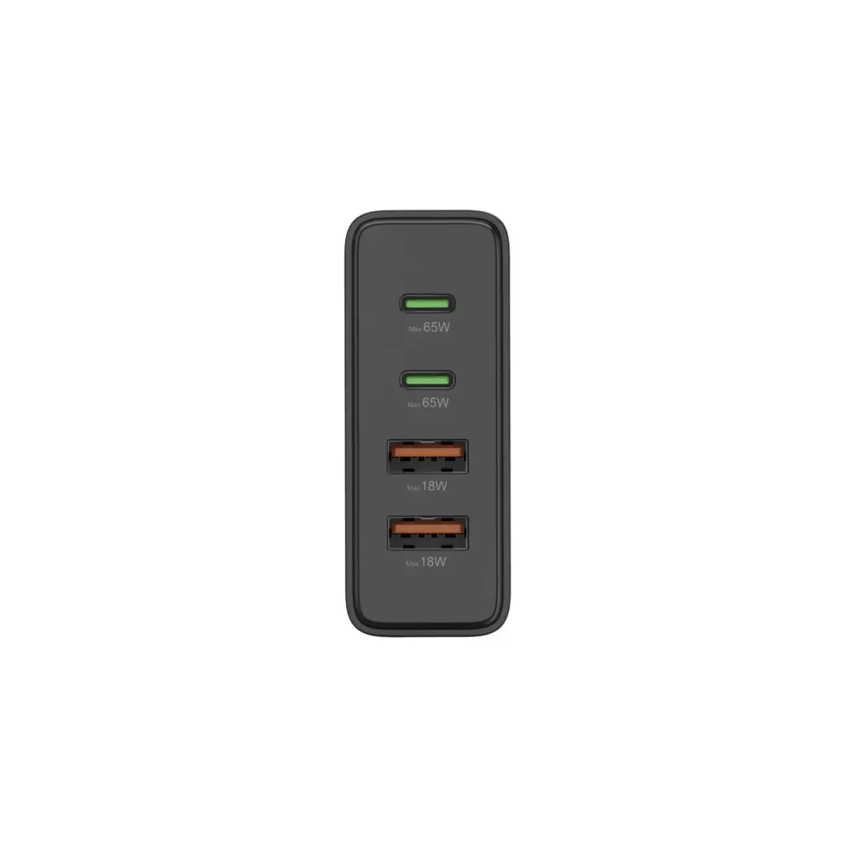 USB-Ladestation 4 Ports, GaN, Schnellladegerät, 2xUSB-C, 2xUSB-A, PD, 65 W