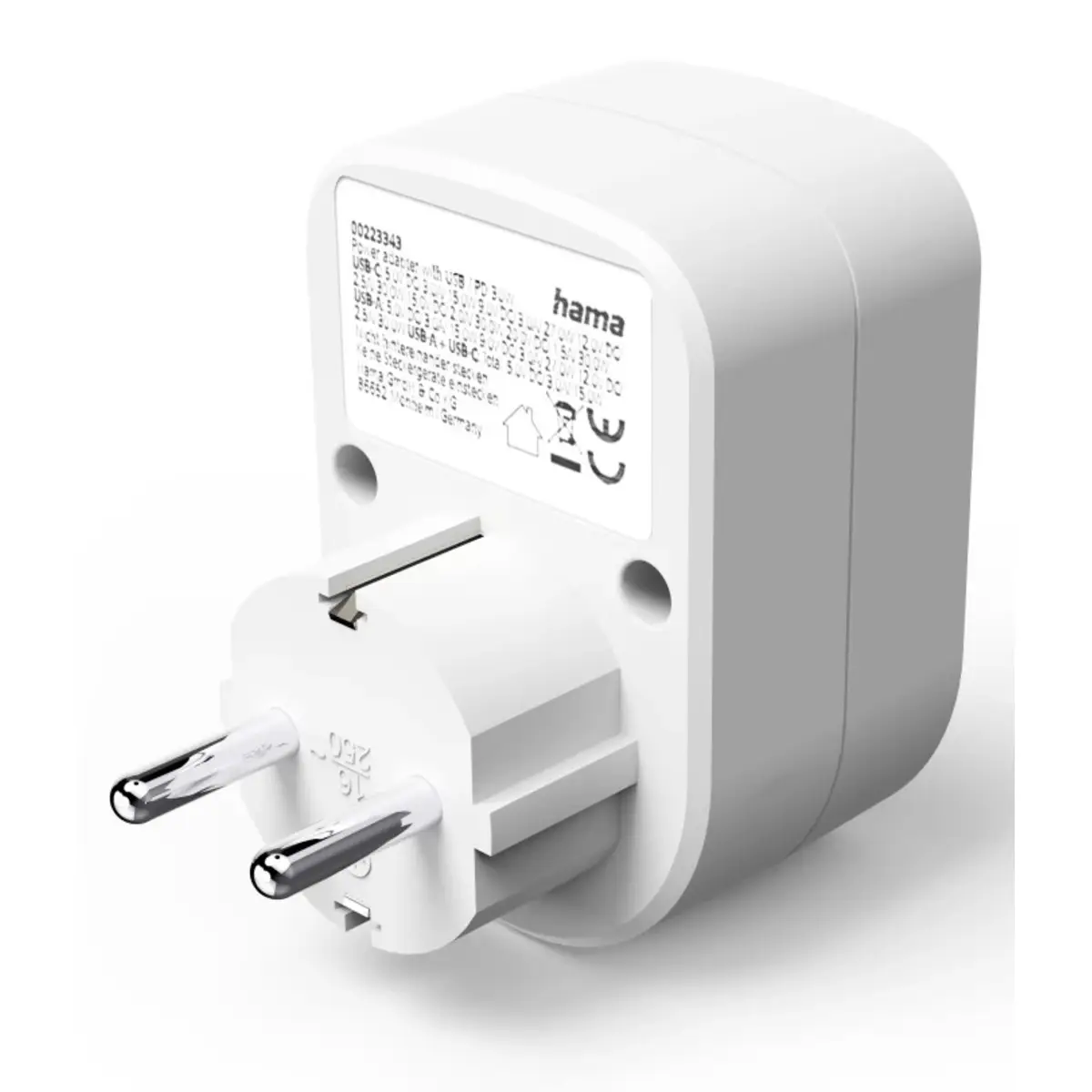 Mehrfachstecker 3er f. Steckdose, 1 USB-C PD, 1 USB-A, 1 Schutzkontakt, 30W