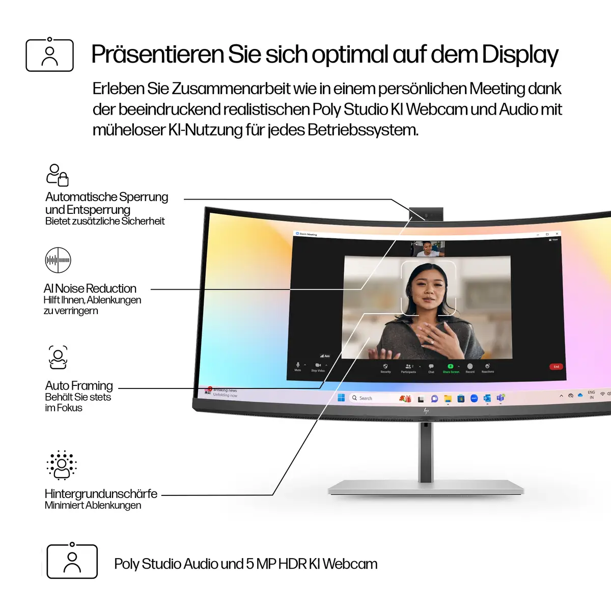 Series 7 Pro Serie 7 Pro 34 Zoll WQHD-Konferenzmonitor – 734pm, 86,4 cm (34"), 3440 x 1440 Pixel, Wide Quad HD, LCD, 5 ms, Schwarz, Silber