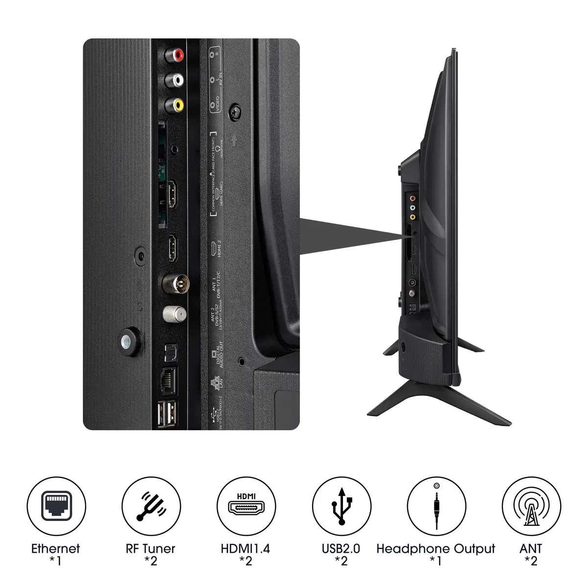 Smart-TV 32A4K 32 HD 1366x768 3000:1 200 cd/m² 20 ms Schwarz