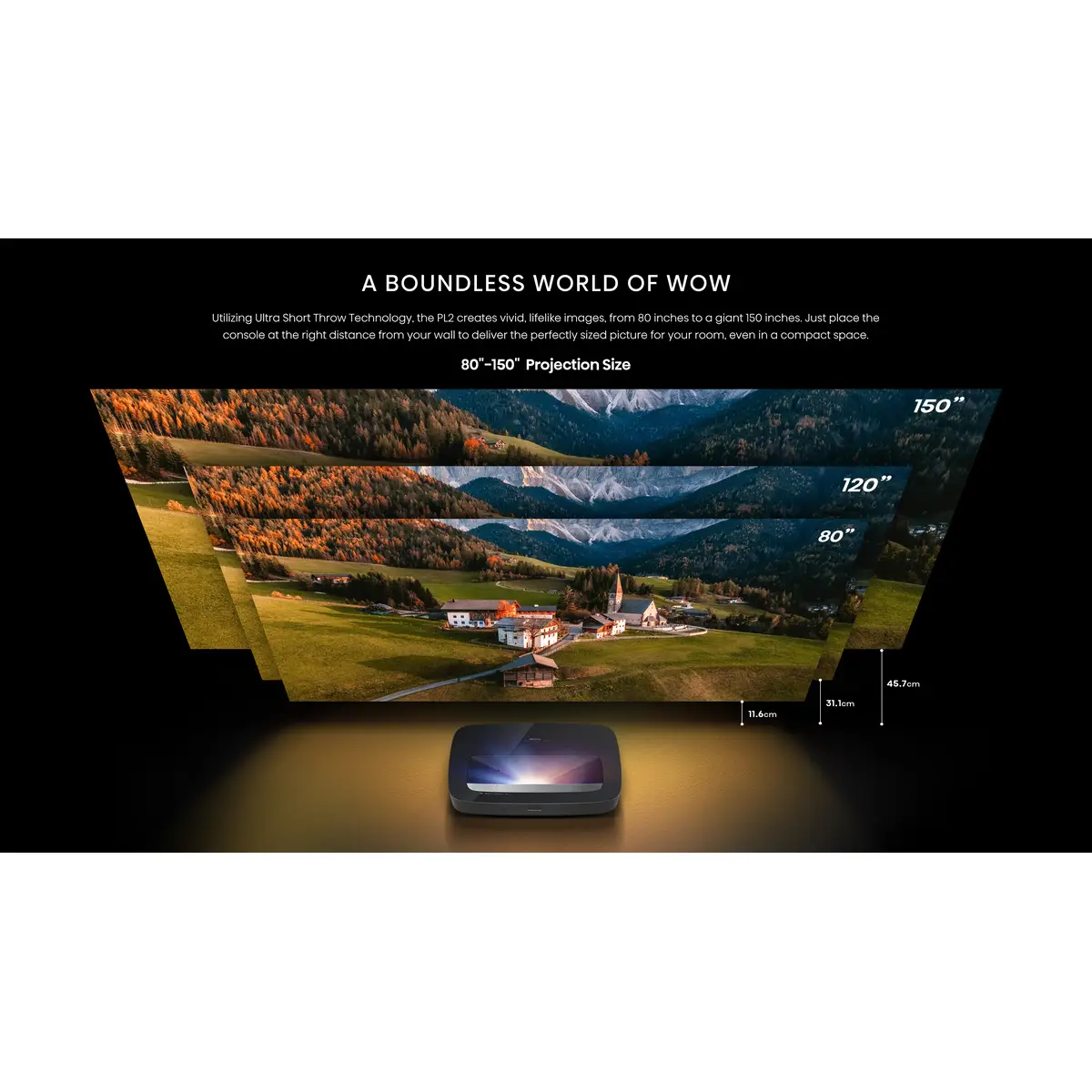 Laser TV PL2 80-150 3840x2160 4K UHD e-Shift 2.700 ANSI-Lumen