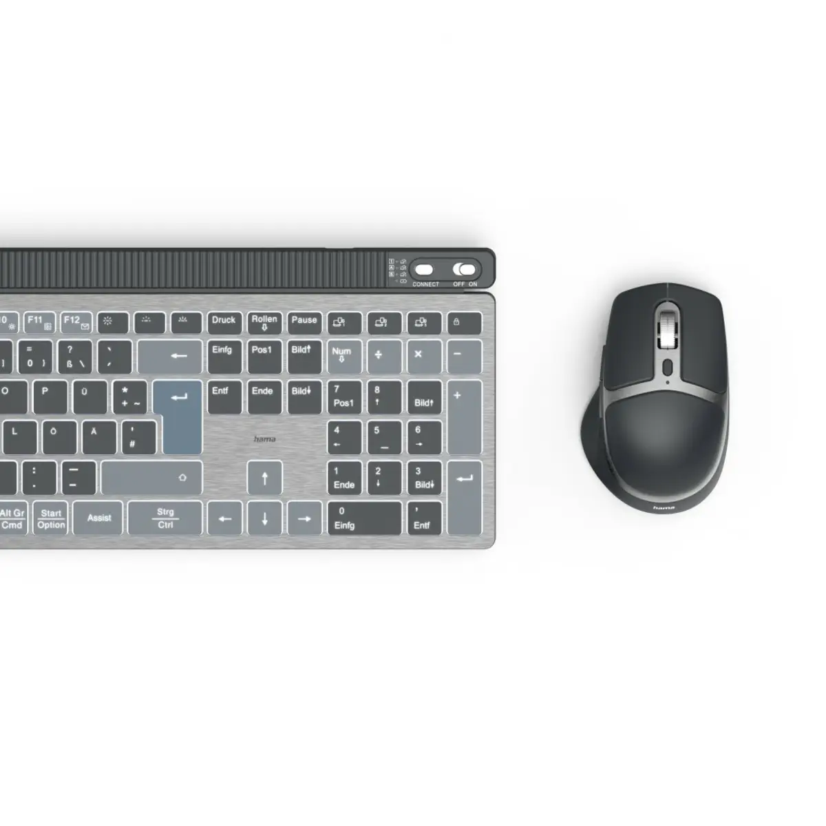 Multi-Device-Tastatur-Maus-Set WKM-750, kabellos, LED, Schwarz, QWERTZ DE