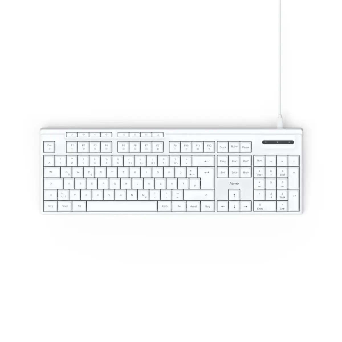 USB-Tastatur CK-200, kabelgebunden, 8 Media-Tasten, Weiß, QWERTZ DE