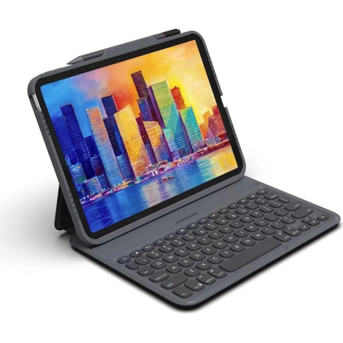 Pro Keys Tablet-Tastatur mit Hülle für iPad 10,9" (10. Gen.) Deutsch Grau