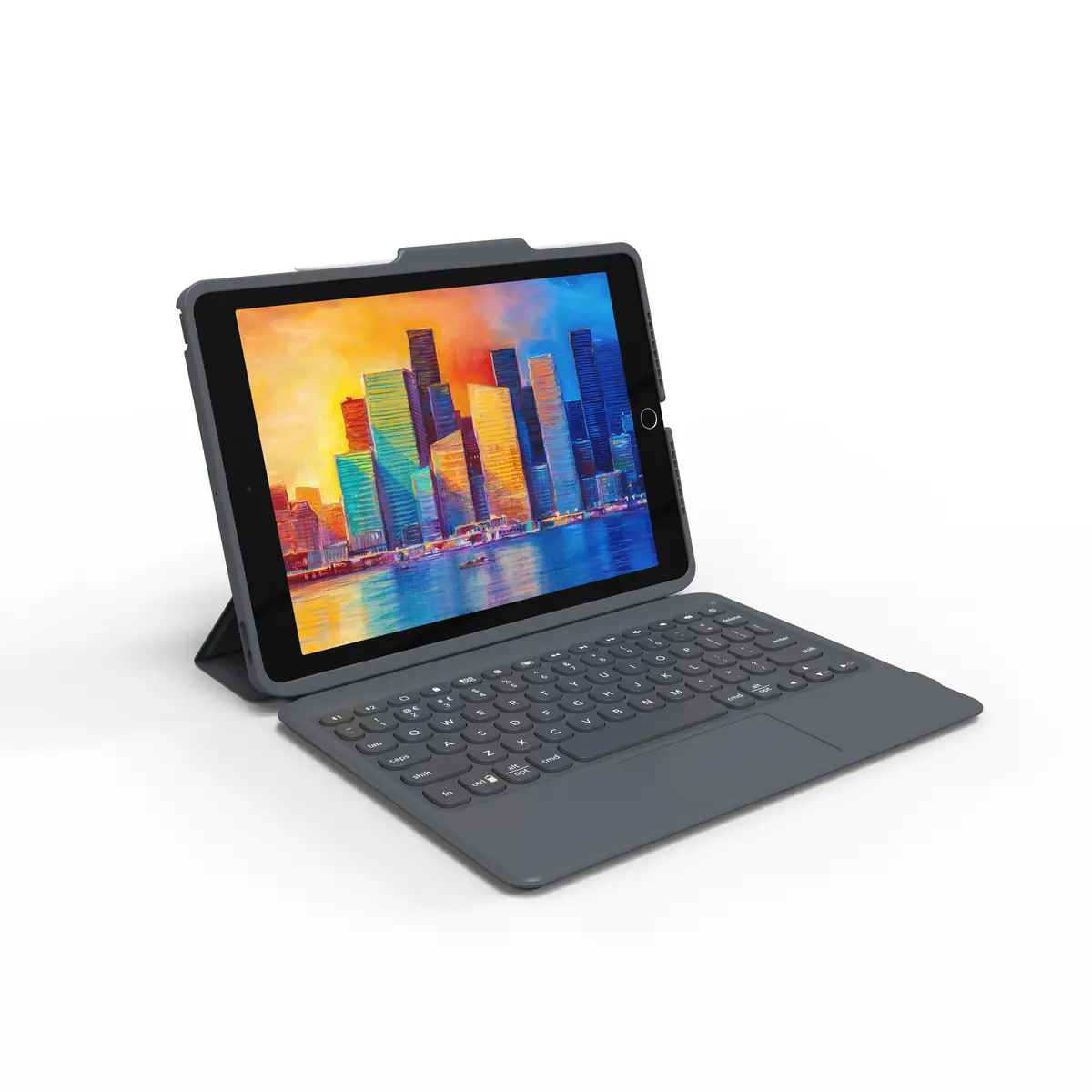Pro Keys Tastatur und Foliohülle für iPad 10,2" (7./8. Gen.) Deutsch Schwarz/Grau