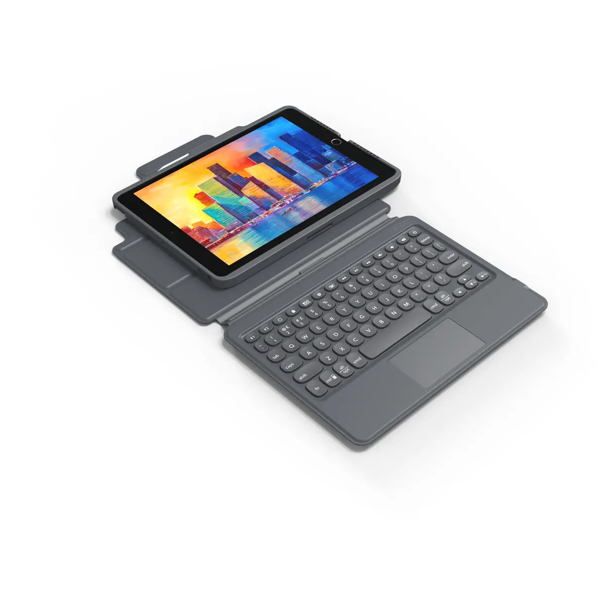 Pro Keys Tastatur und Foliohülle für iPad 10,2" (7./8. Gen.) Deutsch Schwarz/Grau