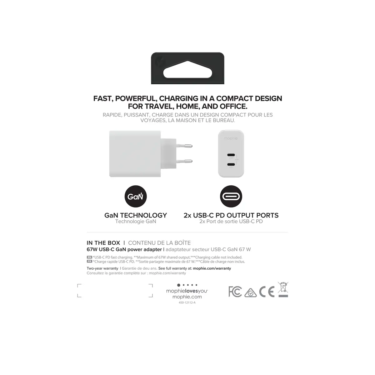 -Wall Adapter-USB-C-PD-DUAL-67W-GAN-White-EU (2xUSBC)