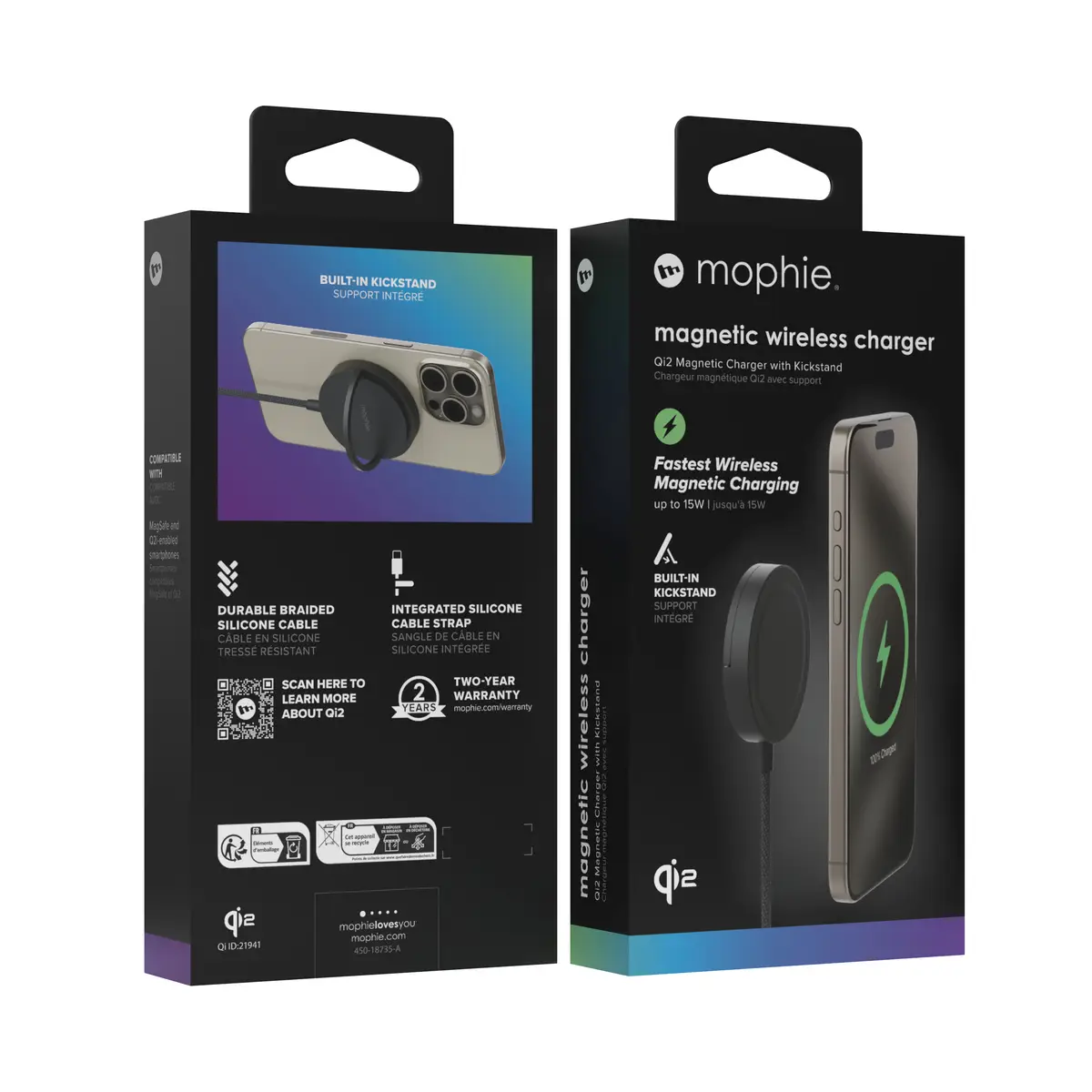 -Qi2 magnetic charger with kickstand-black