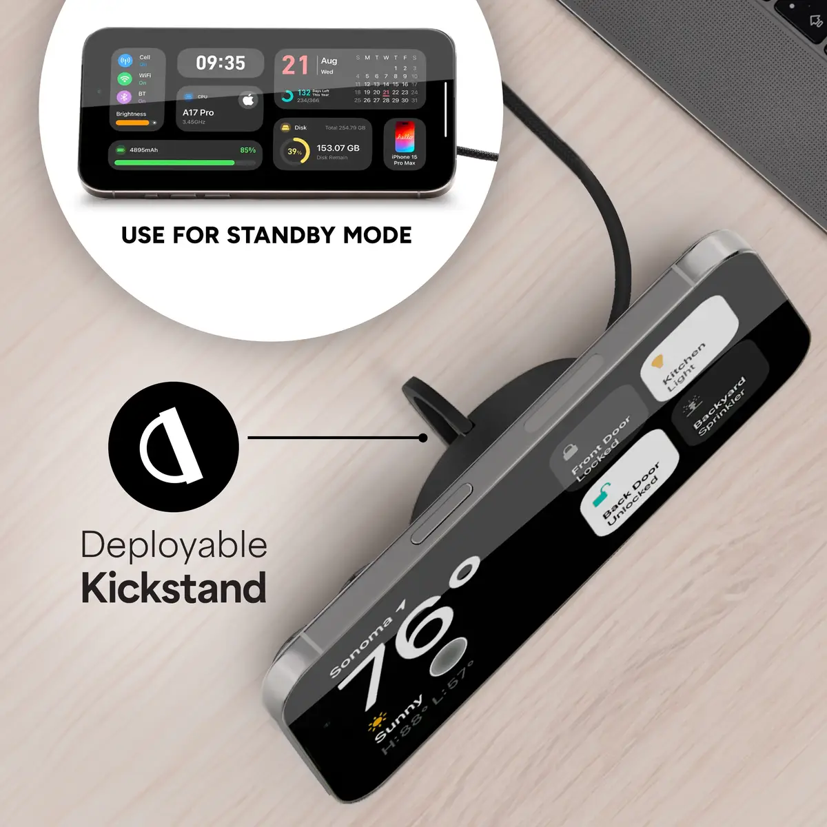 -Qi2 magnetic charger with kickstand-black