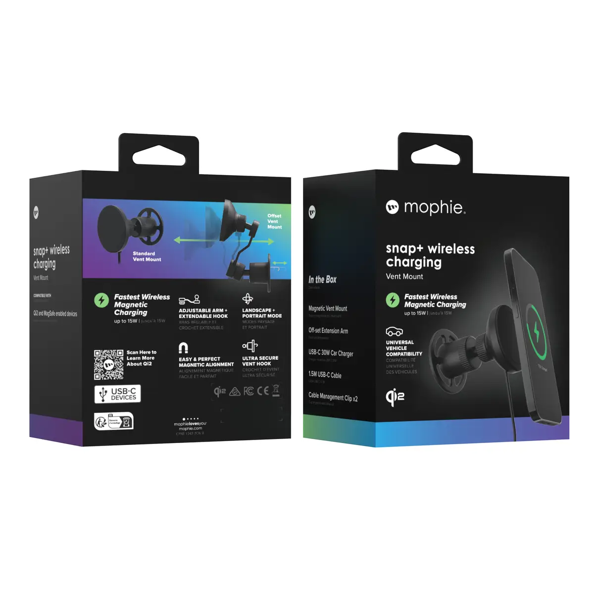-Snap+ wireless charging Ventmount-Qi2-black
