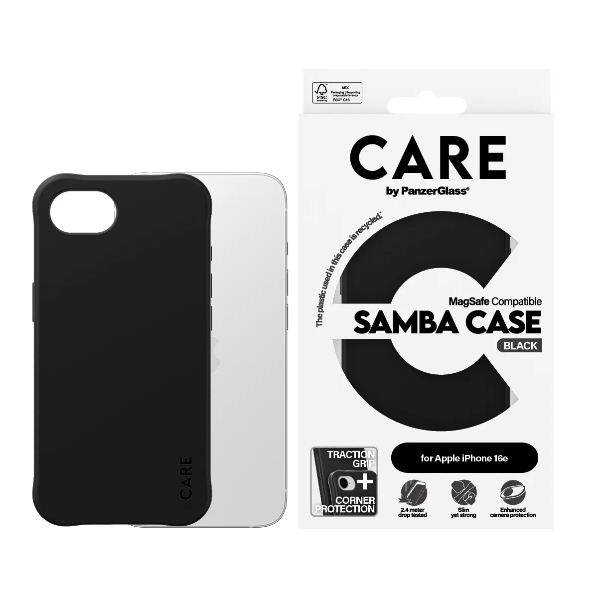 CARE Case Samba für iPhone 16e Schwarz kompatibel mit MagSafe