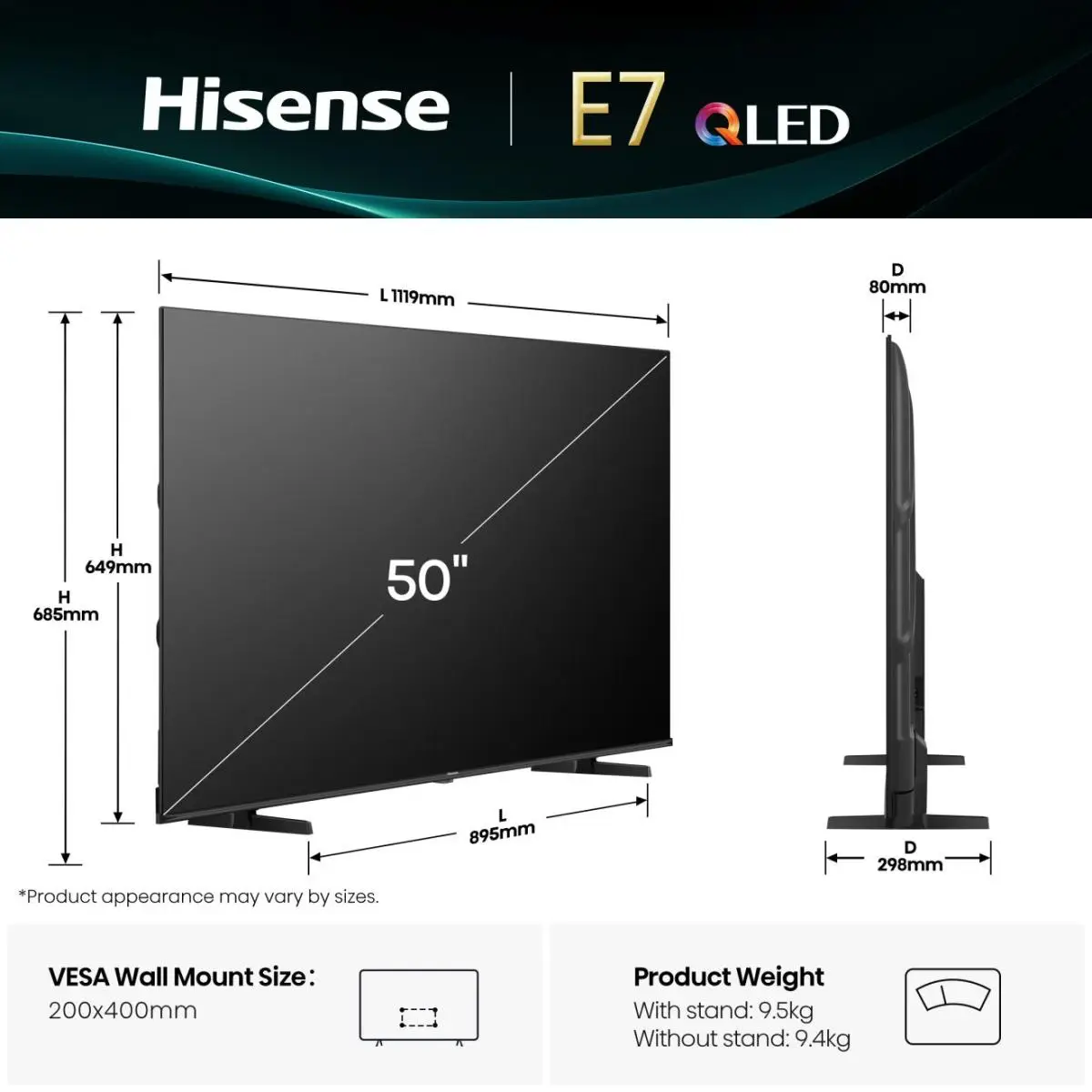 TV 50E77Q 50", QLED 4K, 60Hz