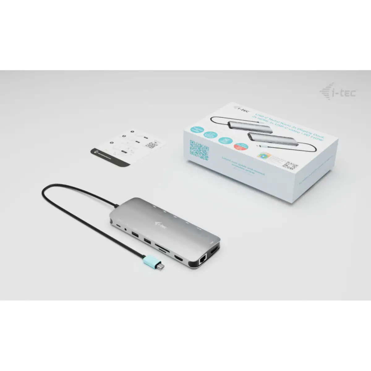 i-tec USB-C Metal Nano 3x Display Dock, 2x HDMI 1x USB-C video + Power Delivery 140W