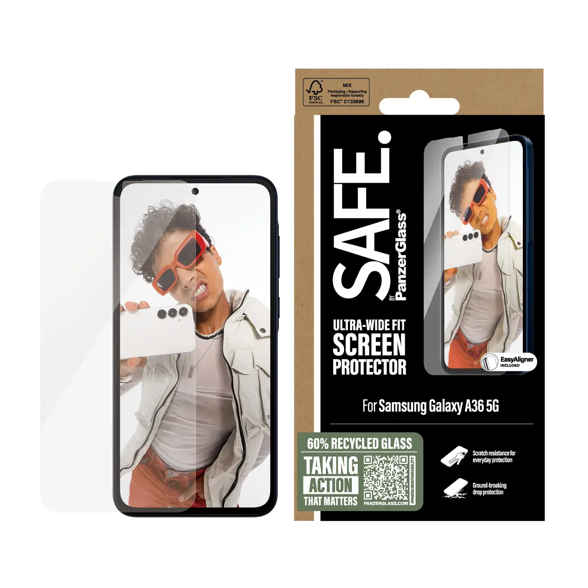 SAFE. by Displayschutz Samsung Galaxy A36 5G Ultra-Wide Fit w. Aligner