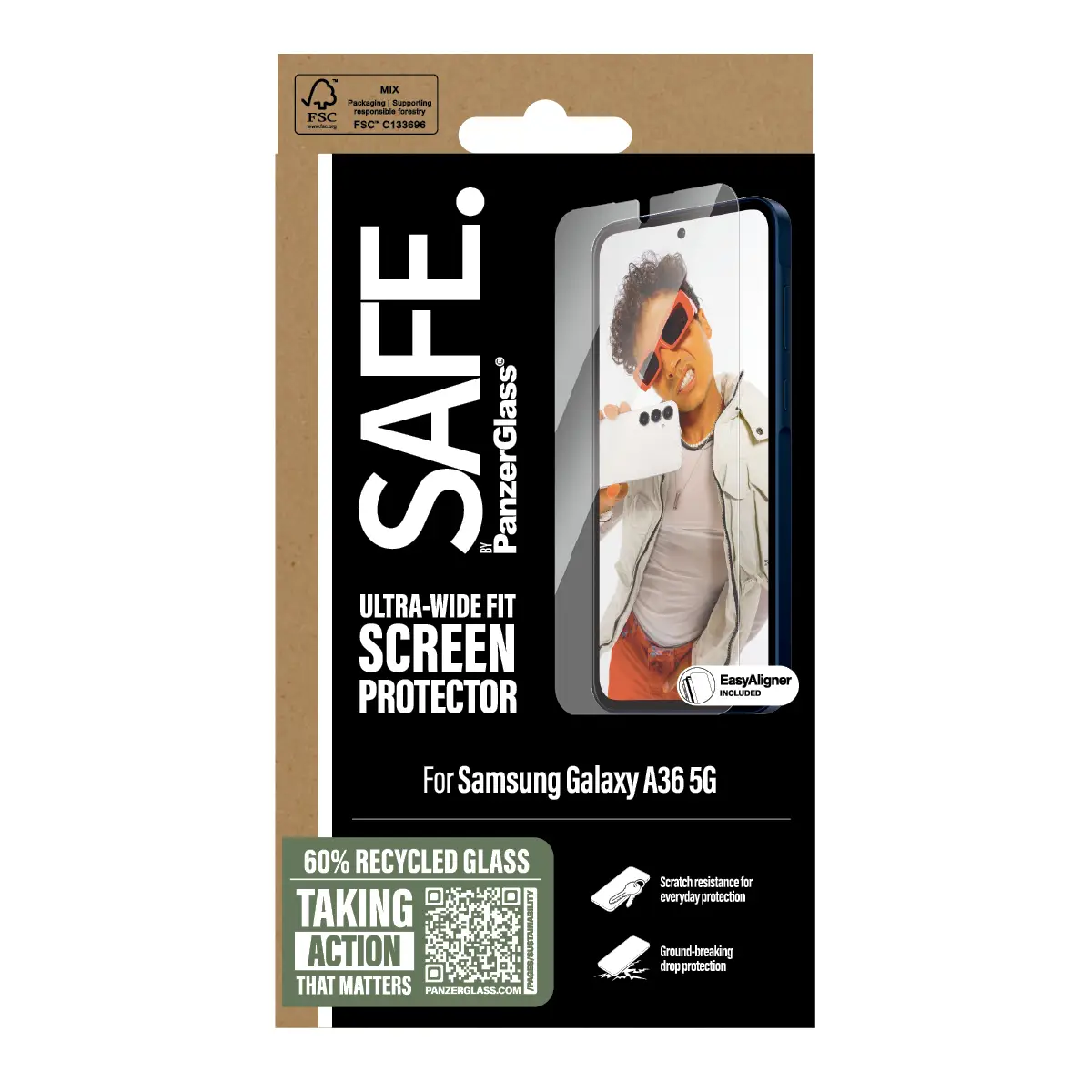 SAFE. by Displayschutz Samsung Galaxy A36 5G Ultra-Wide Fit w. Aligner