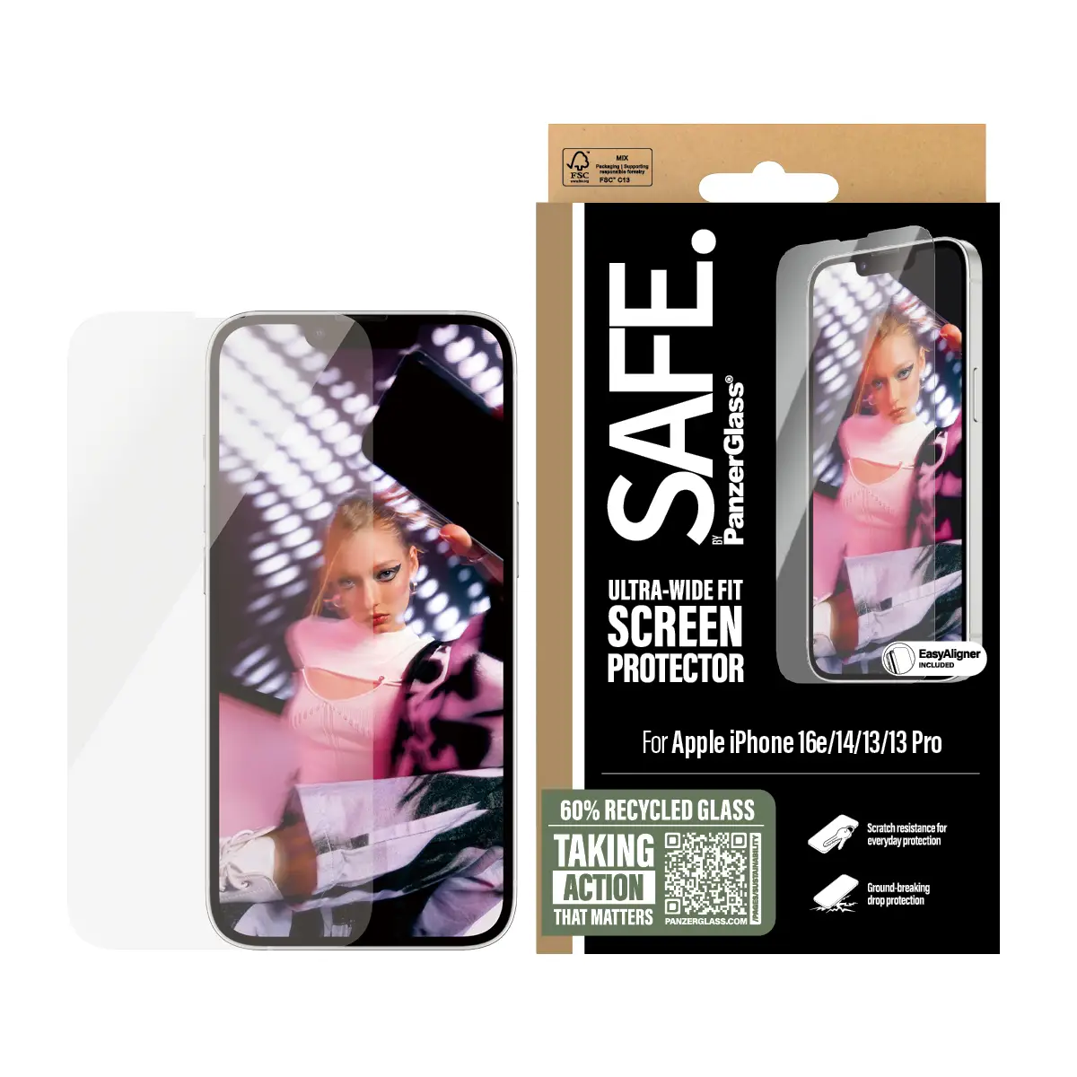 SAFE. by Displayschutz iPhone 16e 14 13 13 Pro Ultra-Wide Fit m. Aligner