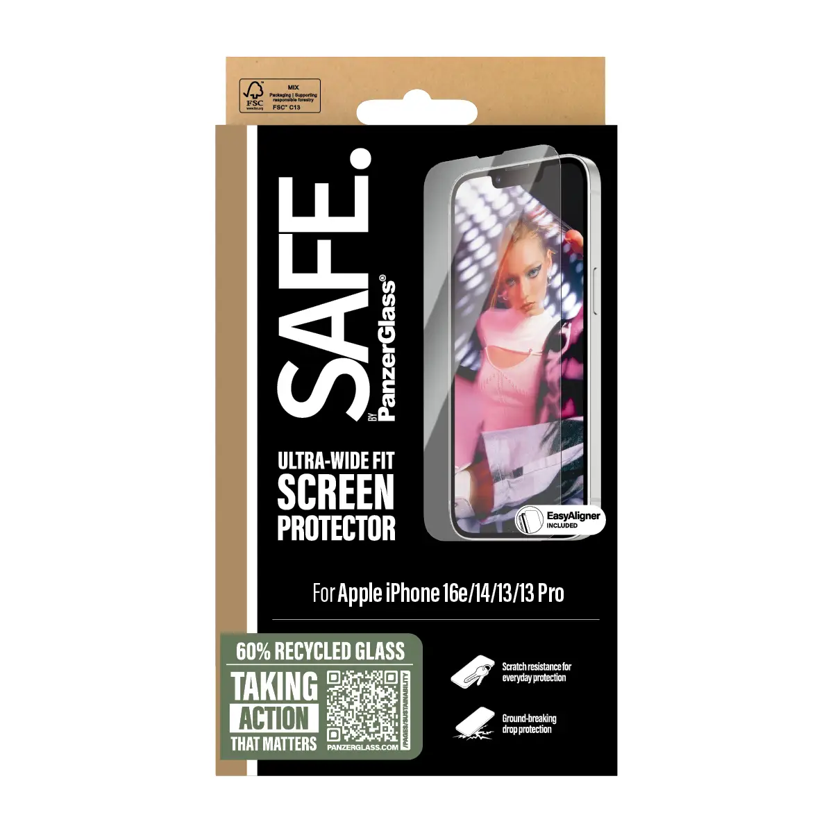 SAFE. by Displayschutz iPhone 16e 14 13 13 Pro Ultra-Wide Fit m. Aligner