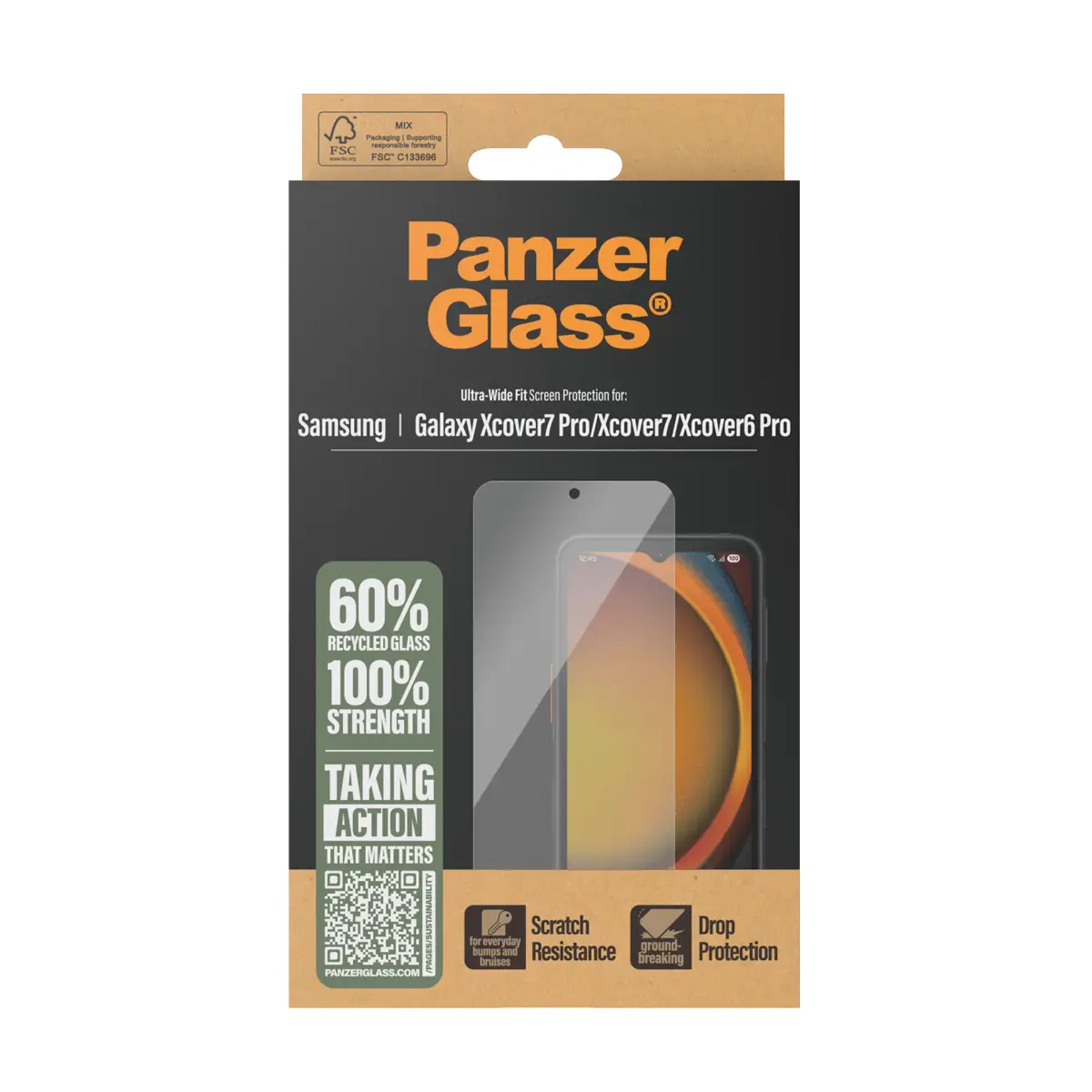 Displayschutz Samsung Galaxy Xcover7 Pro, Xcover7, Xcover6 Pro Ultra-Wide Fit