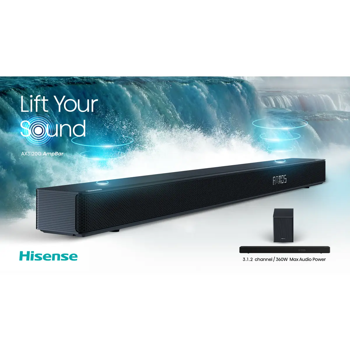 AX3120G Soundbar-Lautsprecher Schwarz 3.1.2 Kanäle 360 W