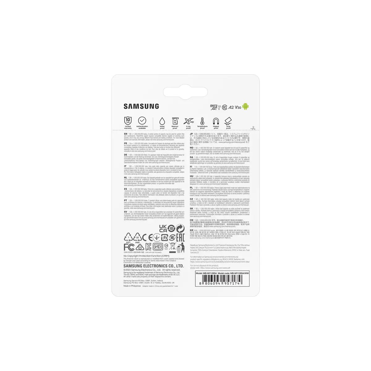 MB-MY128S, 128 GB, MicroSDXC, UHS-I, 200 MB/s, 130 MB/s, Class 3 (U3)