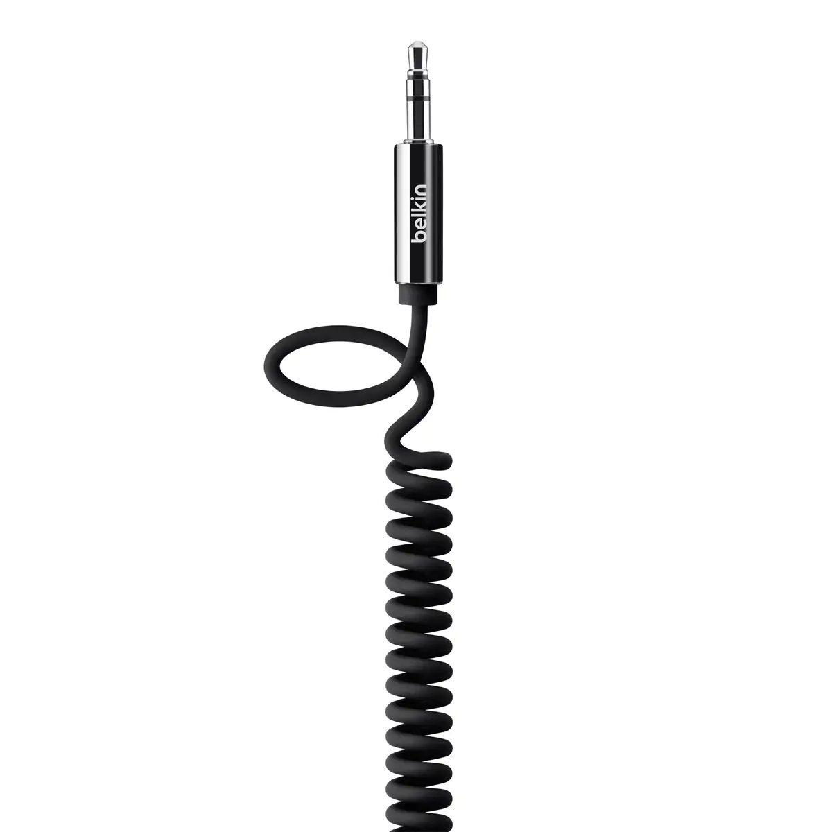Audio Spiralkabel mit 3.5 mm / 3.5 mm Klinkenanschluss, schwarz, 1.8m