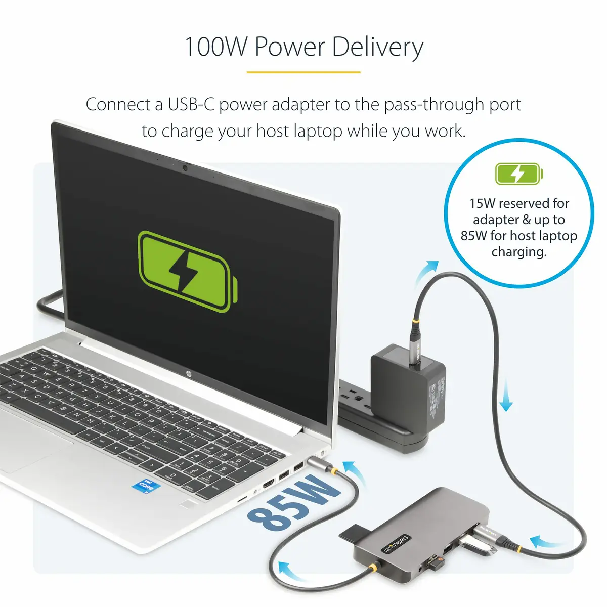 StarTech Drei Monitor USB-C Multiport Adapter, 2x 4K 60Hz + 4K 30Hz HDMI & DP, 4x USB-A Hub, 100W PD, GbE, Laptop Dockingstation