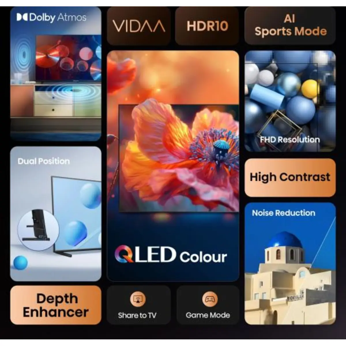 Smart-TV 40A5Q 101,6cm 40" FHD QLED 1920x1080 16:9 9,5 ms 60 Hz 5000:1 Schwarz