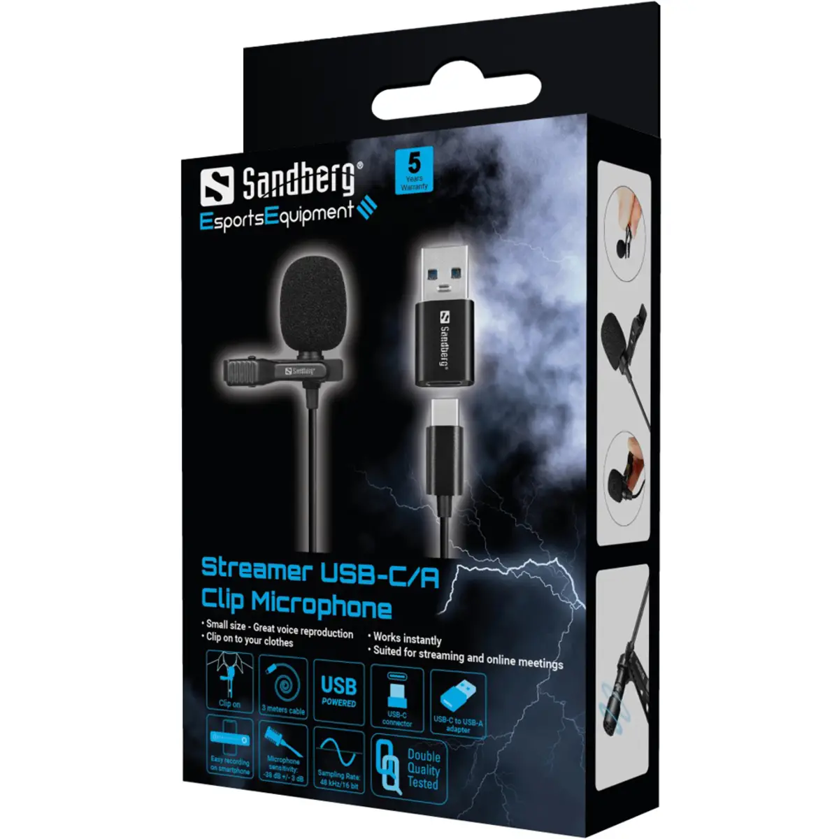 Streamer USB Clip Microphone Lavalier-/Aufsteckmikrofon -38 dB 50 18000 Hz 16 Bit 48 kHz 84 dB