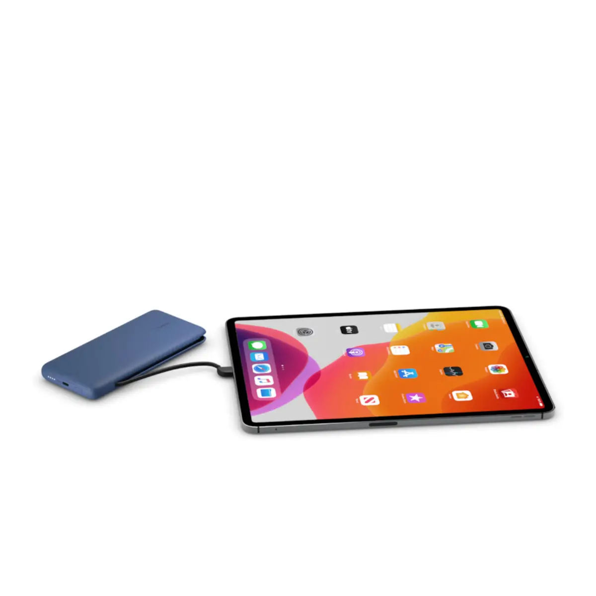 BOOSTCHARGE Powerbank, 10.000 mAh, 18W, mit integrierten Kabeln (USB-C, Lightning), blau