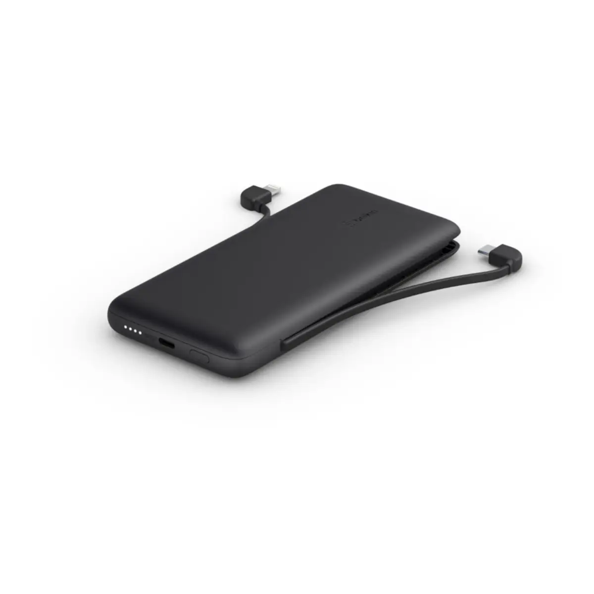 BOOSTCHARGE Powerbank, 10.000 mAh, 18W, mit integrierten Kabeln (USB-C, Lightning), schwarz