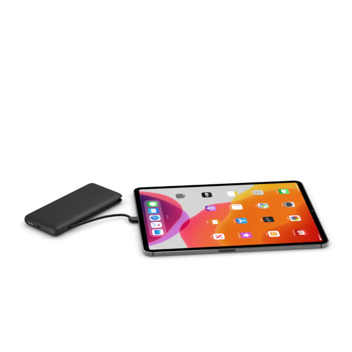 BOOSTCHARGE Powerbank, 10.000 mAh, 18W, mit integrierten Kabeln (USB-C, Lightning), schwarz