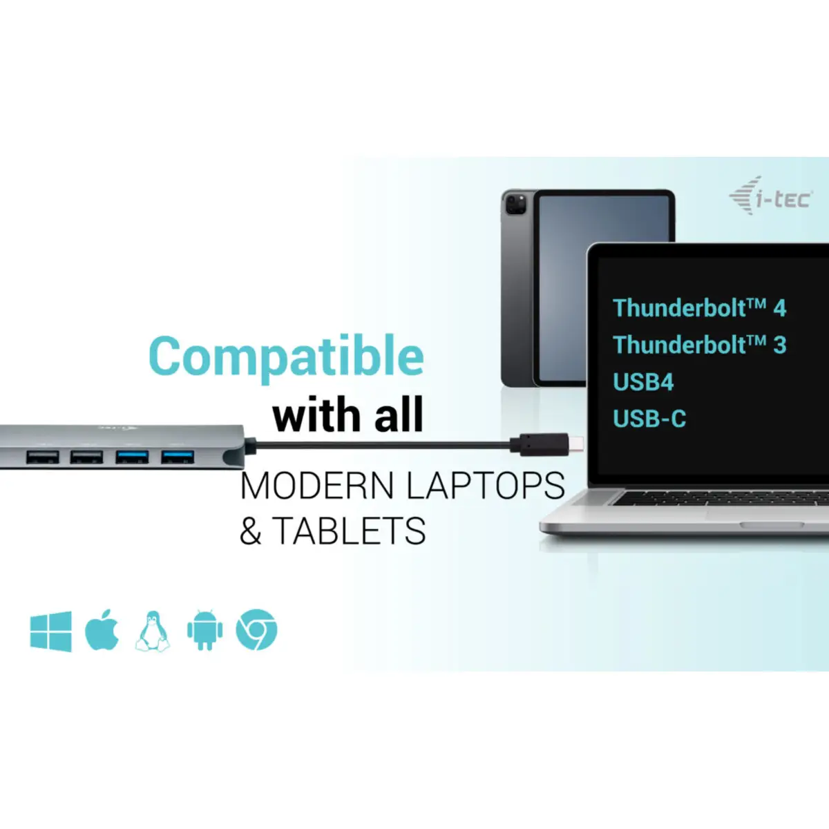 i-tec USB-C Metal Nano 2x HDMI Docking Station, PD 100W + Charger 100W