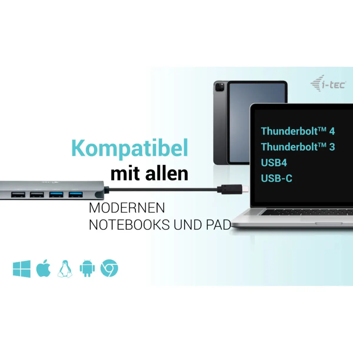 i-tec USB-C Metal Nano 2x HDMI Docking Station, PD 100W + Charger 100W