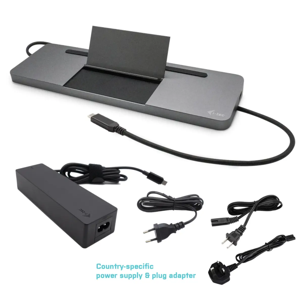 i-tec USB-C Metal Ergonomic 4K 3x Display Docking Station with Power Delivery 85W + i-tec Universal Charger 100W (bundle)