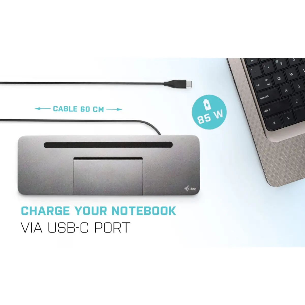 i-tec USB-C Metal Ergonomic 4K 3x Display Docking Station with Power Delivery 85W + i-tec Universal Charger 100W (bundle)