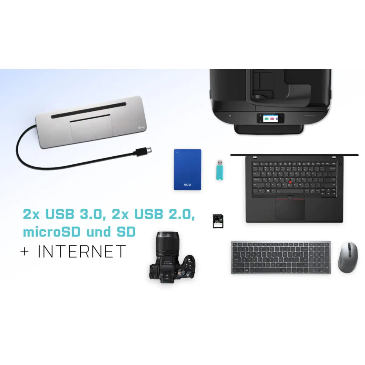 i-tec USB-C Metal Ergonomic 4K 3x Display Docking Station with Power Delivery 85W + i-tec Universal Charger 100W (bundle)