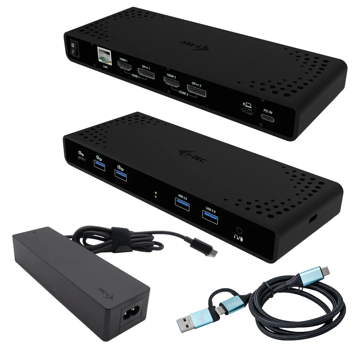 i-tec Universal Dual 4K Display Docking Station, PD 85W + i-tec USB-C Charger 100W
