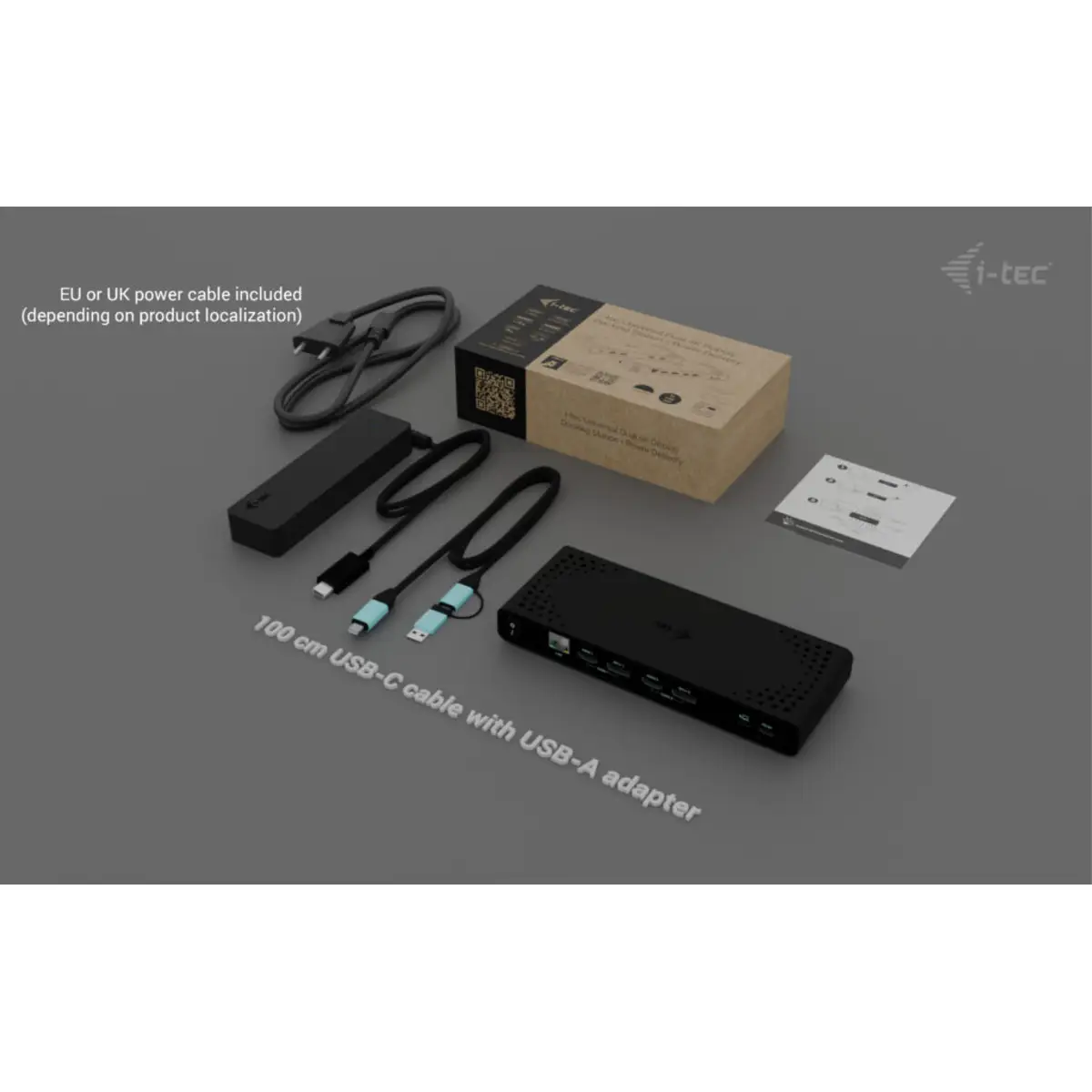 i-tec Universal Dual 4K Display Docking Station, PD 85W + i-tec USB-C Charger 100W