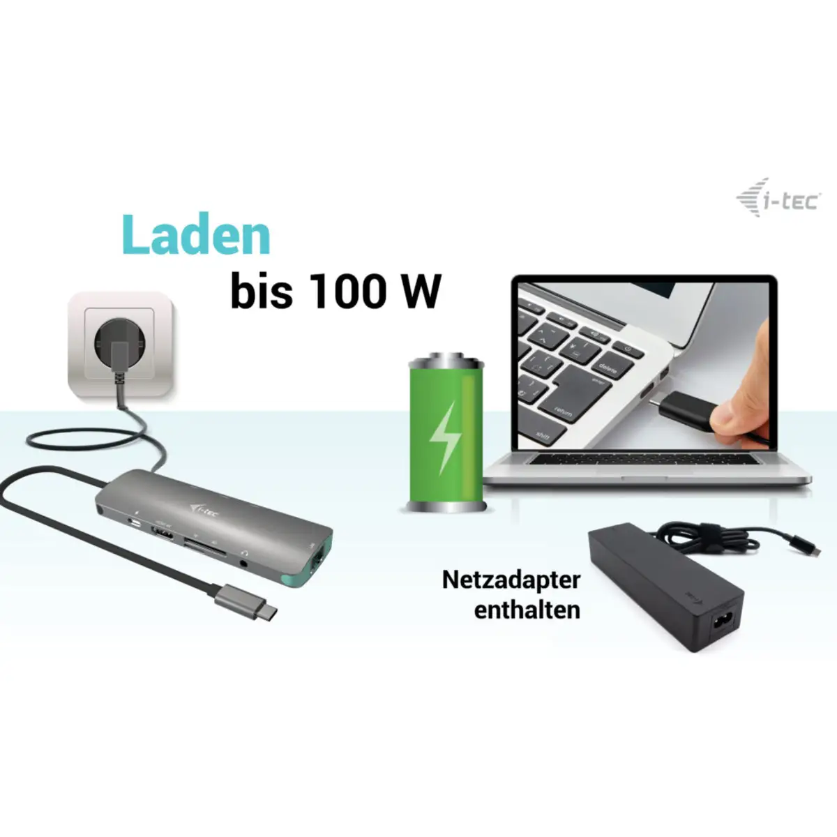 i-tec USB-C Metal Nano Docking Station 4K HDMI LAN with Power Delivery 100 W + Charger 100W
