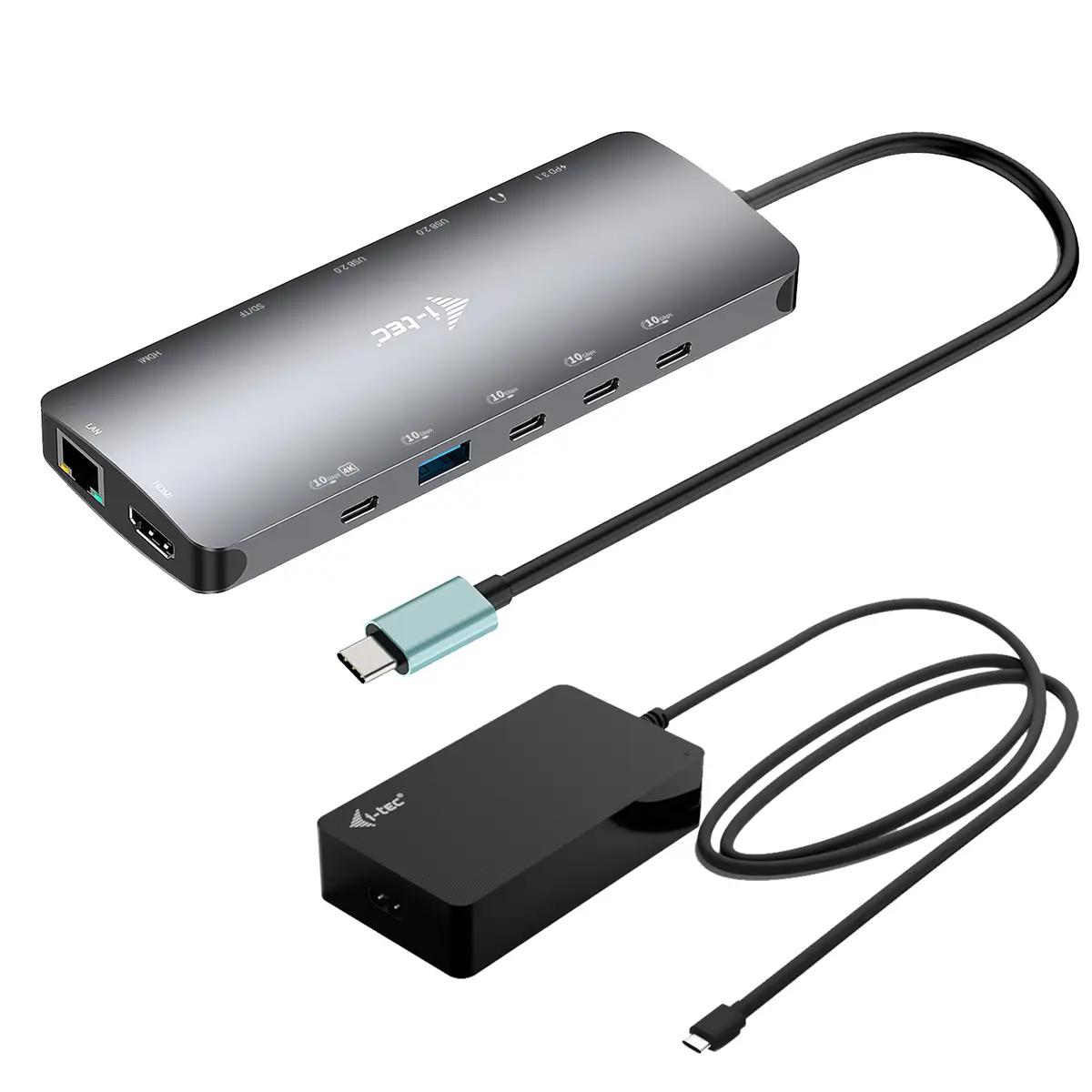 i-tec USB-C Metal Nano 3x Display Dock, 2x HDMI 1x USB-C video with PD 140W + USB-C Charger 140W