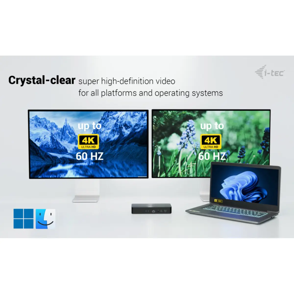 i-tec Universal Intelligent Dual Display Docking Station, Power Delivery 100W